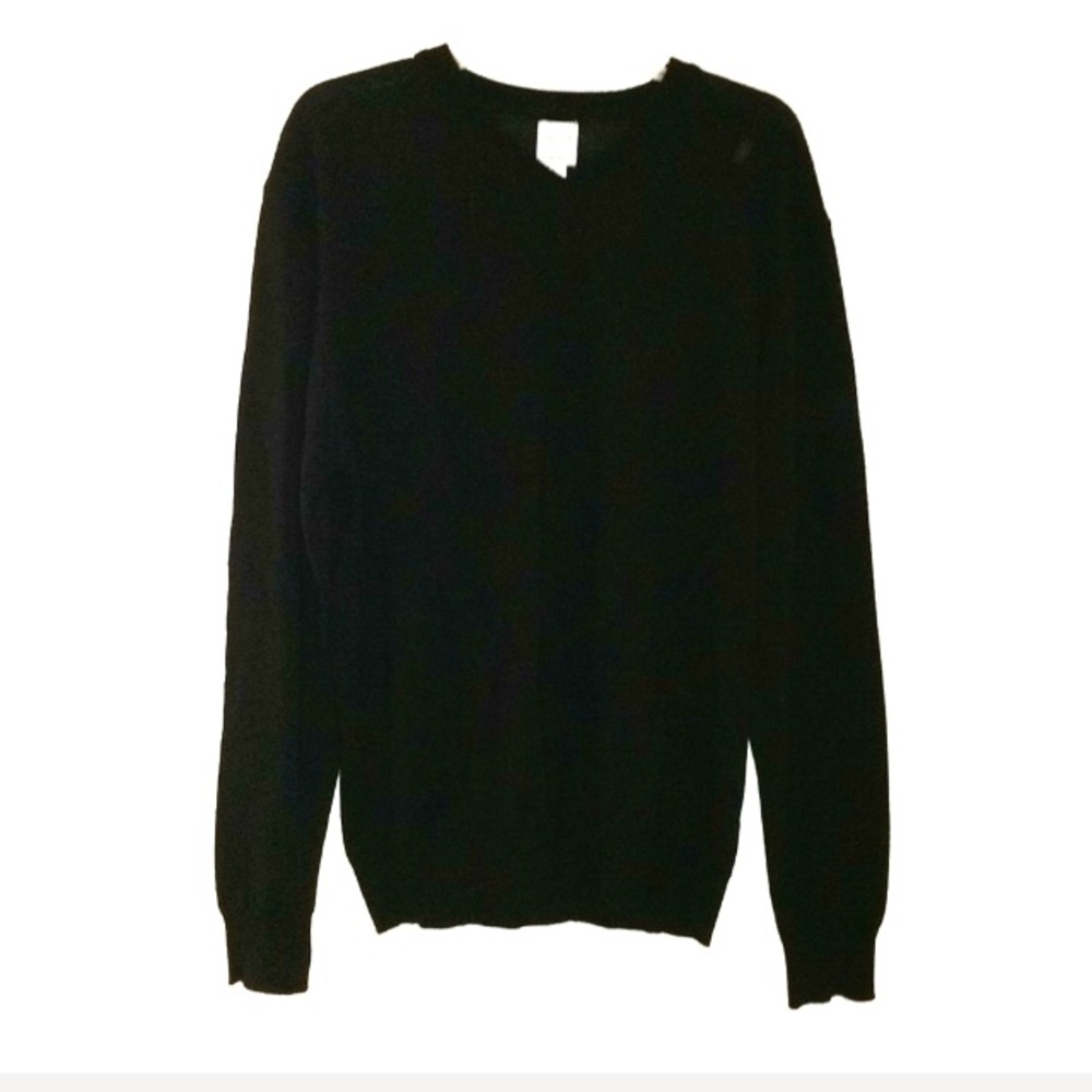 V neck merino wool black sweater.